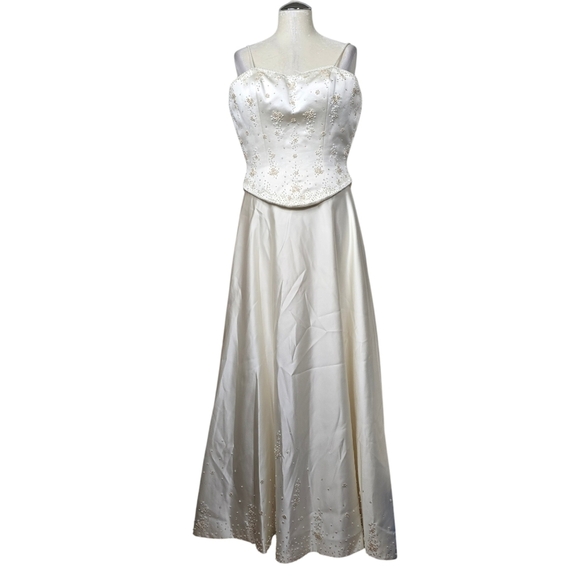 Cosmobella Dresses & Skirts - Cosmobella Off White Beaded Pearl Strap Wedding Dress 6